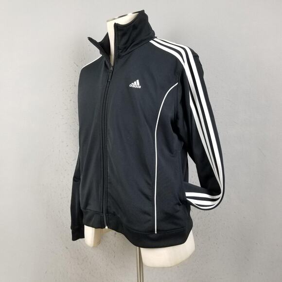 Adidas Track Suit Womens Large Black 3 Stripe Full Zip Jacket Pants Set Athletic - Picture 3 of 16